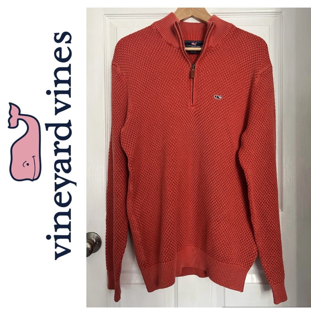 NEW Vineyard Vines  1/4 zip pullover sweater  textured knit cuckoo.